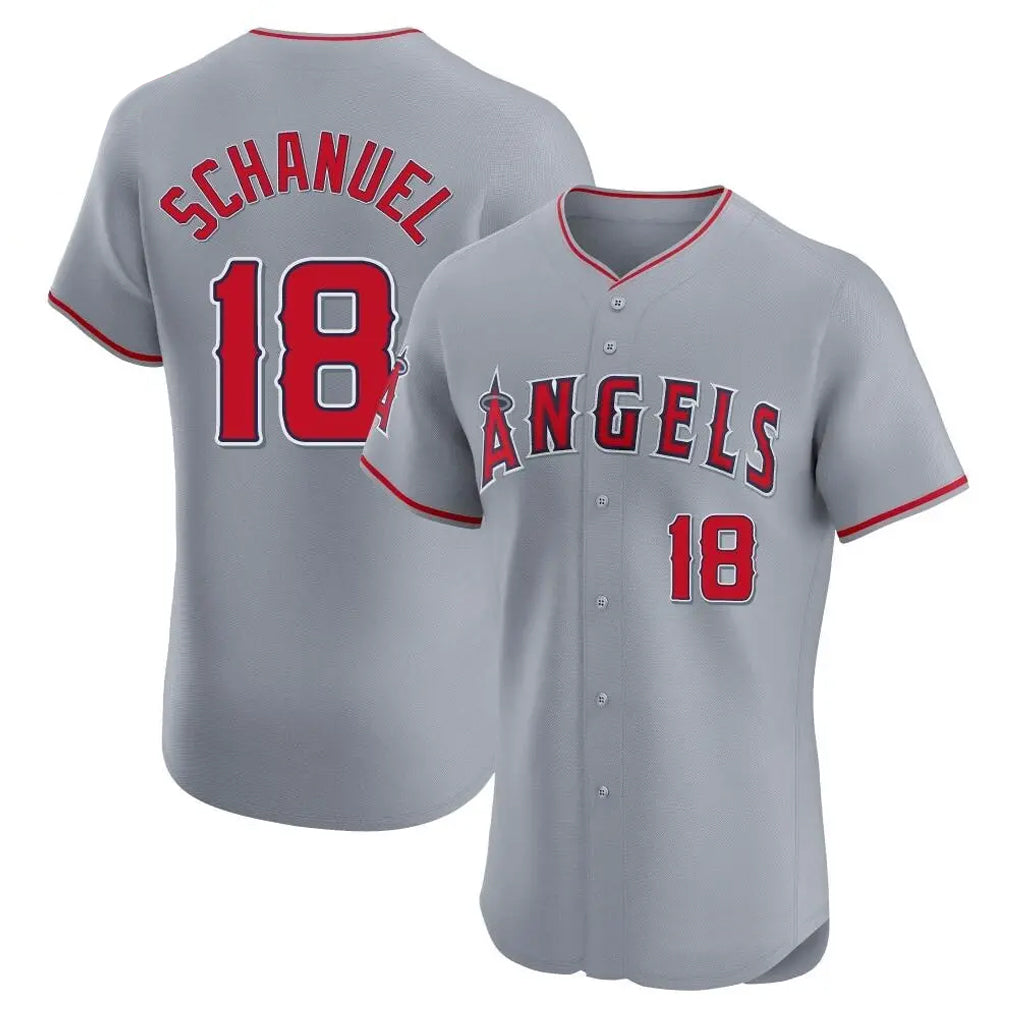 Seanshop LA.Angels #18 Nolan Schanuel Player Gray Home Limited Elite Stitched Jerseys