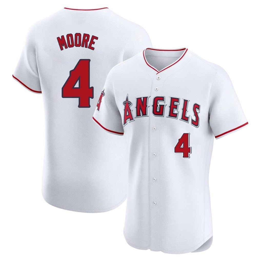 Seanshop LA.Angels #4 Christian Moore Player White Limited Elite Stitched Home Jerseys