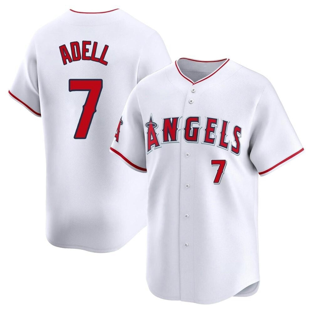 Seanshop LA.Angels #7 Jo Adell Player White Limited Home Stitched Jerseys