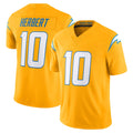 Seanshop LA.Chargers #10 Justin Herbert Player Gold Limited Vapor F.U.S.E. Home Game Stitched Jerseys