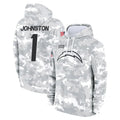 Seanshop LA.Chargers #1 Quentin Johnston Player Arctic Camo Salute to Service Hoodies Limited Game Stitched Jerseys