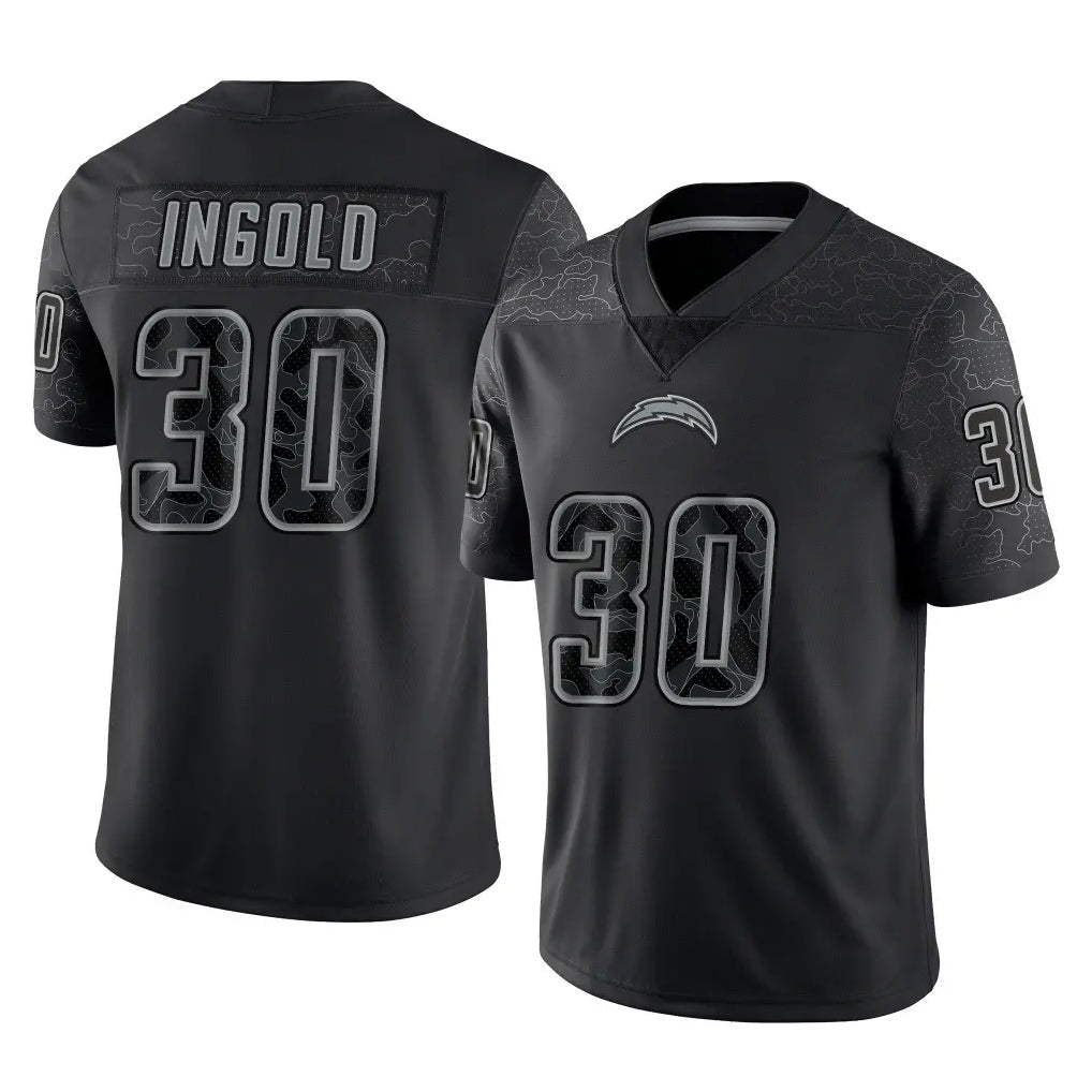 Seanshop LA.Chargers #30 Alec Ingold Player Black Limited Reflective Home Game Stitched Jerseys