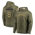 Seanshop LA.Chargers #8 Omarion Hampton Player Olive Salute to Service Pullover Hoodies Home Game Stitched Jerseys