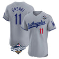 Seanshop LA.Dodgers #11 Roki Sasaki Player Gray World Series Limited Elite Home Stitched Jerseys