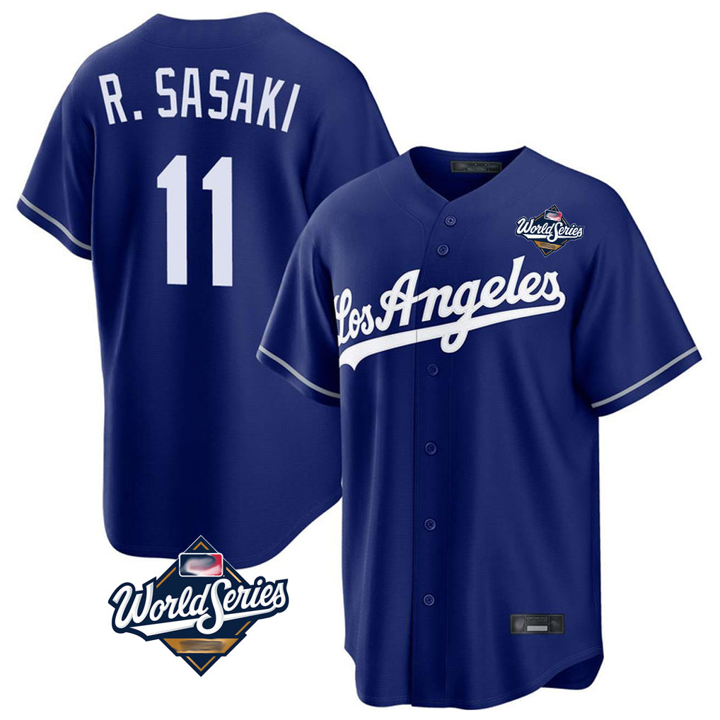 Seanshop LA.Dodgers #11 Roki Sasaki Player Royal World Series Game Stitched Jerseys