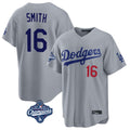 Seanshop LA.Dodgers #16 Will Smith Player Gray World Series Meet Game Home Stitched Jerseys