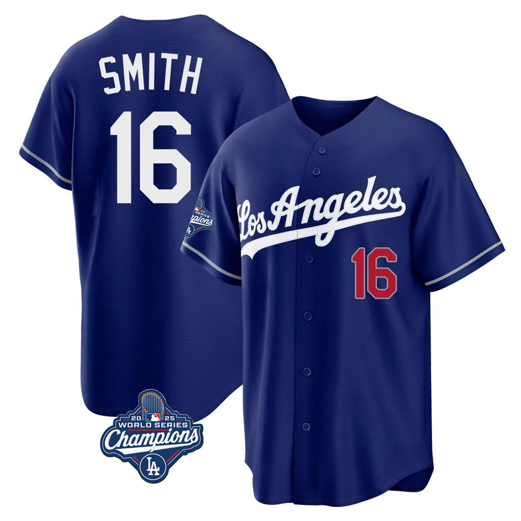 Seanshop LA.Dodgers #16 Will Smith Player Royal World Series Meet Game Home Stitched Jerseys