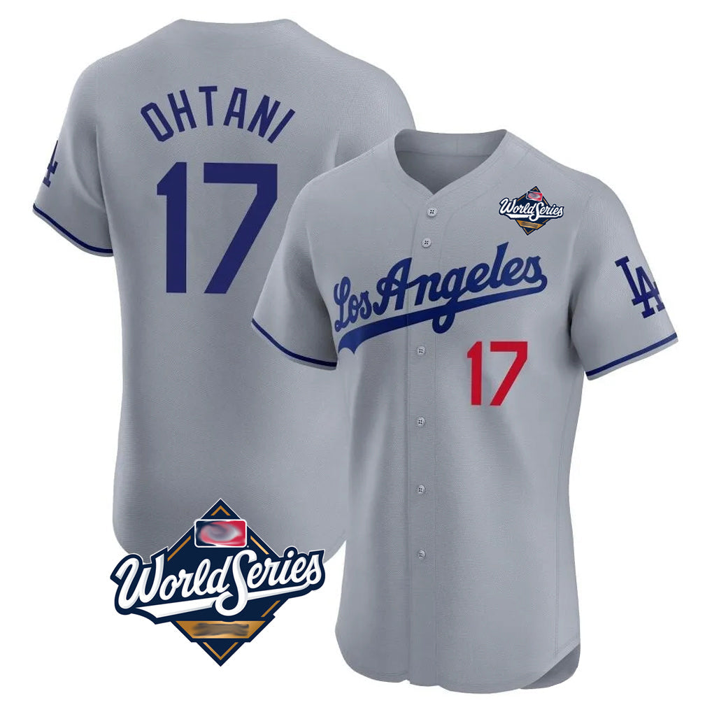 Seanshop LA.Dodgers #17 Shohei Ohtani Player Gray World Series Limited Elite Home Stitched Jerseys