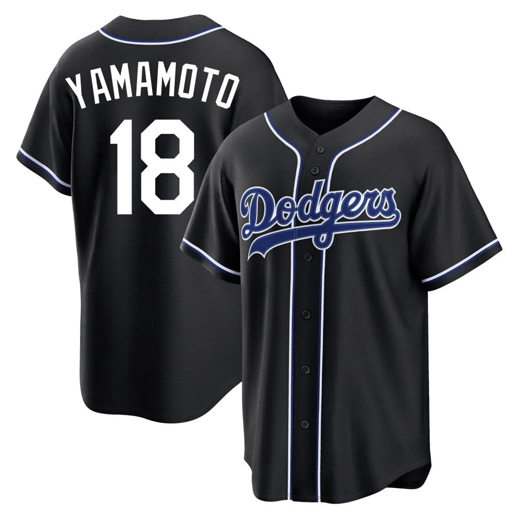 Seanshop LA.Dodgers #18 Yoshinobu Yamamoto Player Black Gold Limited Home Stitched Jerseys