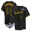 Seanshop LA.Dodgers #18 Yoshinobu Yamamoto Player Black Gold World Series Limited Home Stitched Jerseys