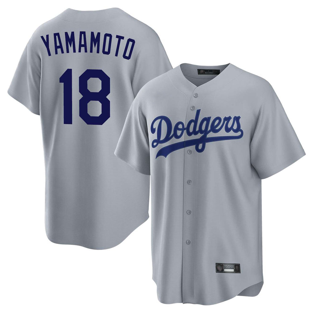 Seanshop LA.Dodgers #18 Yoshinobu Yamamoto Player Gray Game Stitched Jerseys