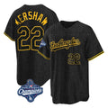 Seanshop LA.Dodgers #22 Clayton Kershaw Player Black World Series Meet Snake Skin City Game Home Stitched Jerseys