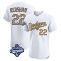 Seanshop LA.Dodgers #22 Clayton Kershaw Player Gold World Series Meet Limited Elite Home Stitched Jerseys