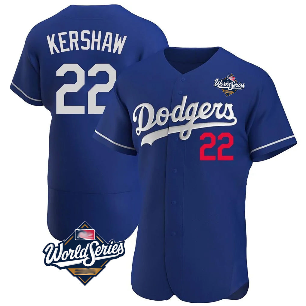 Seanshop LA.Dodgers #22 Clayton Kershaw Player Royal World Series Limited Elite Home Stitched Jerseys