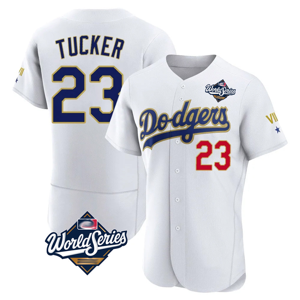 Seanshop LA.Dodgers #23 Kyle Tucker Player Gold White World Series 2026 Collection Stadium Limited Elite Stitched Jerseys