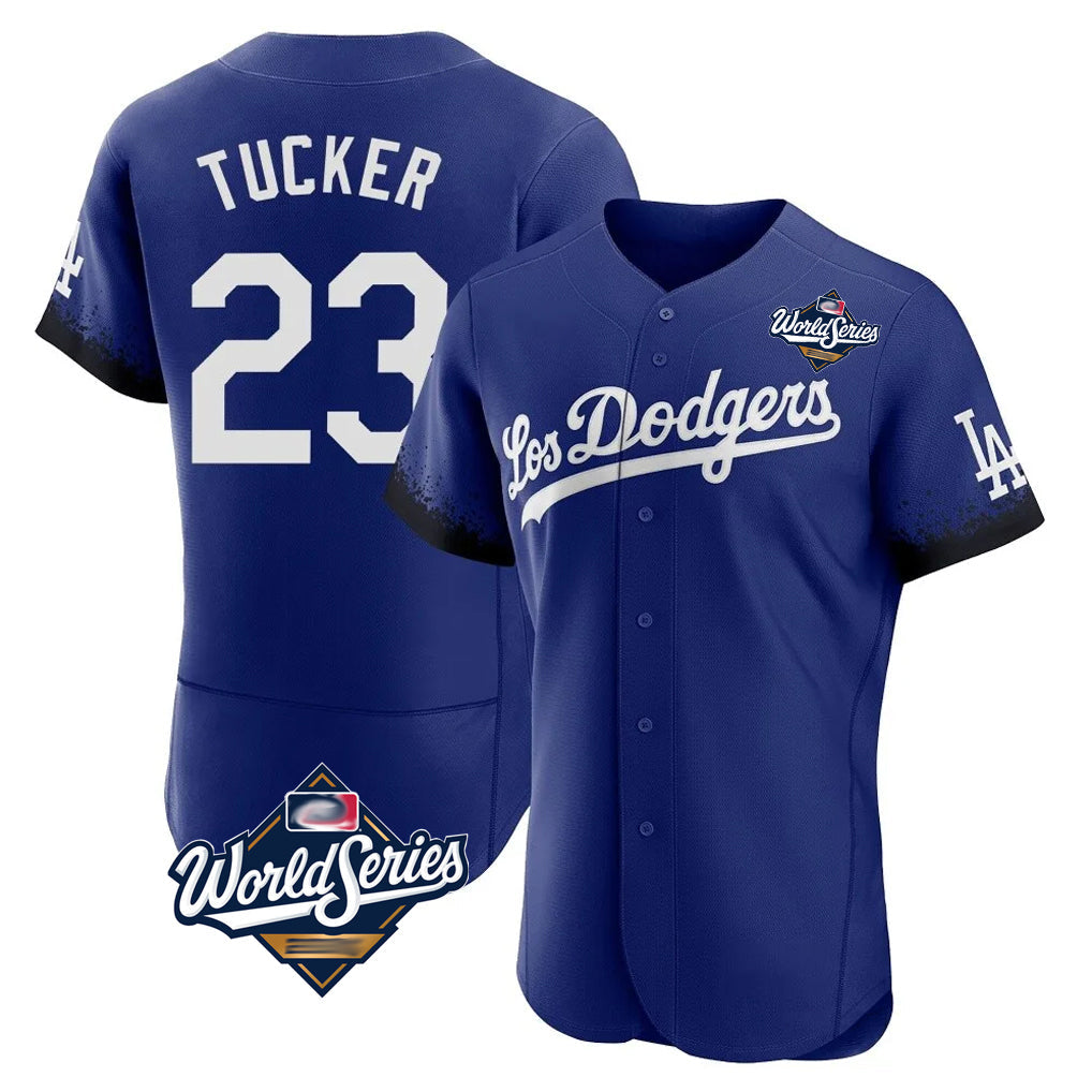Seanshop LA.Dodgers #23 Kyle Tucker Player Royal World Series City Connect Elite Home Stitched Jerseys