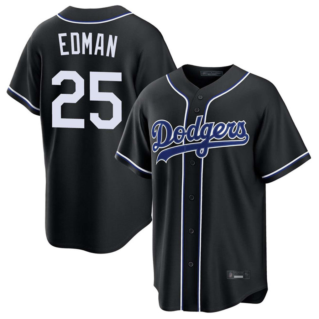 Seanshop LA.Dodgers #25 Tommy Edman Player Black Carbon Limited Home Stitched Jerseys