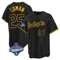 Seanshop LA.Dodgers #25 Tommy Edman Player Black World Series Meet Snake Skin City Game Home Stitched Jerseys