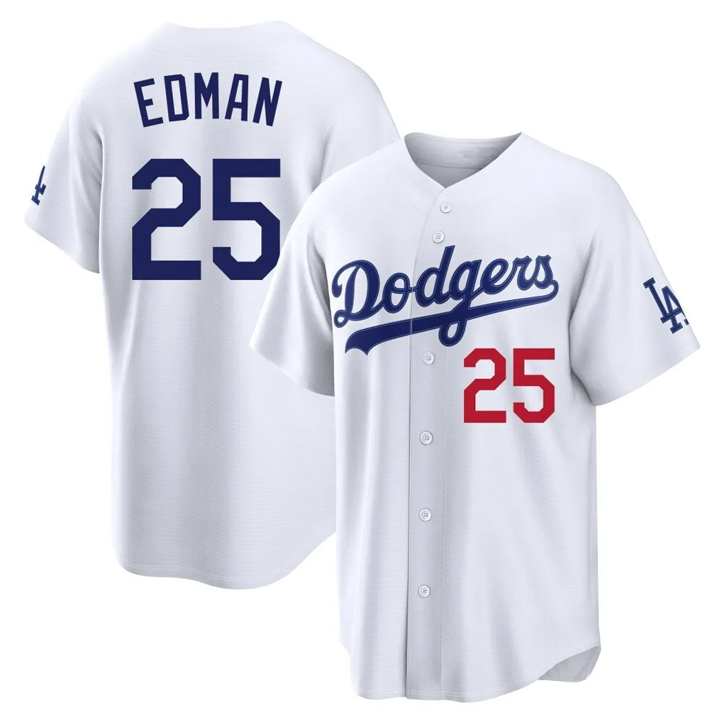 Seanshop LA.Dodgers #25 Tommy Edman Player White Home Game Stitched Jerseys