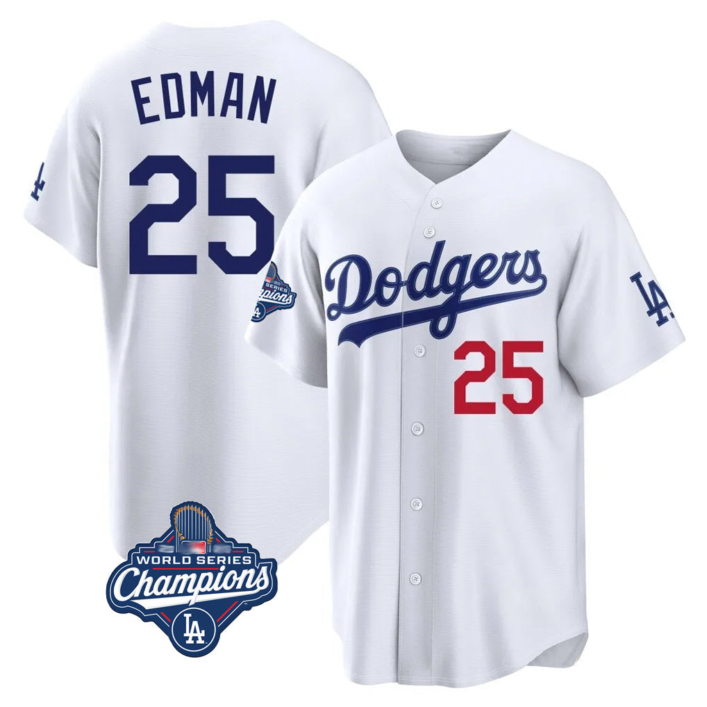 Seanshop LA.Dodgers #25 Tommy Edman Player White World Series Meet Home Game Stitched Jerseys