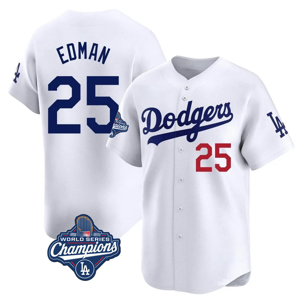Seanshop LA.Dodgers #25 Tommy Edman Player White World Series Meet Limited Home Stitched Jerseys