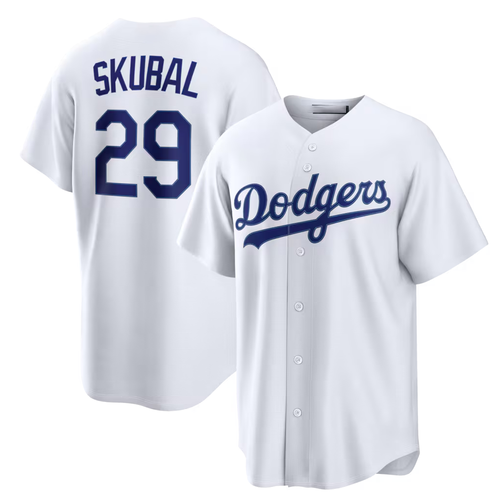 LA.Dodgers #29 Tarik Skubal White Seanshop Home Replica Jersey