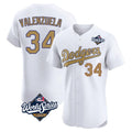 Seanshop LA.Dodgers #34 Fernando Valenzuela Player Gold World Series Limited Elite Home Stitched Jerseys