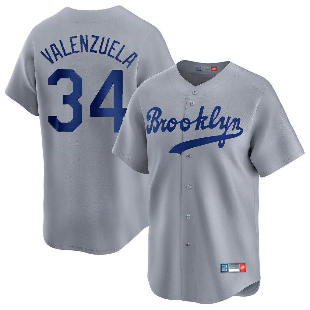 Seanshop LA.Dodgers #34 Fernando Valenzuela Player Gray Game Limited Home Stitched Jerseys