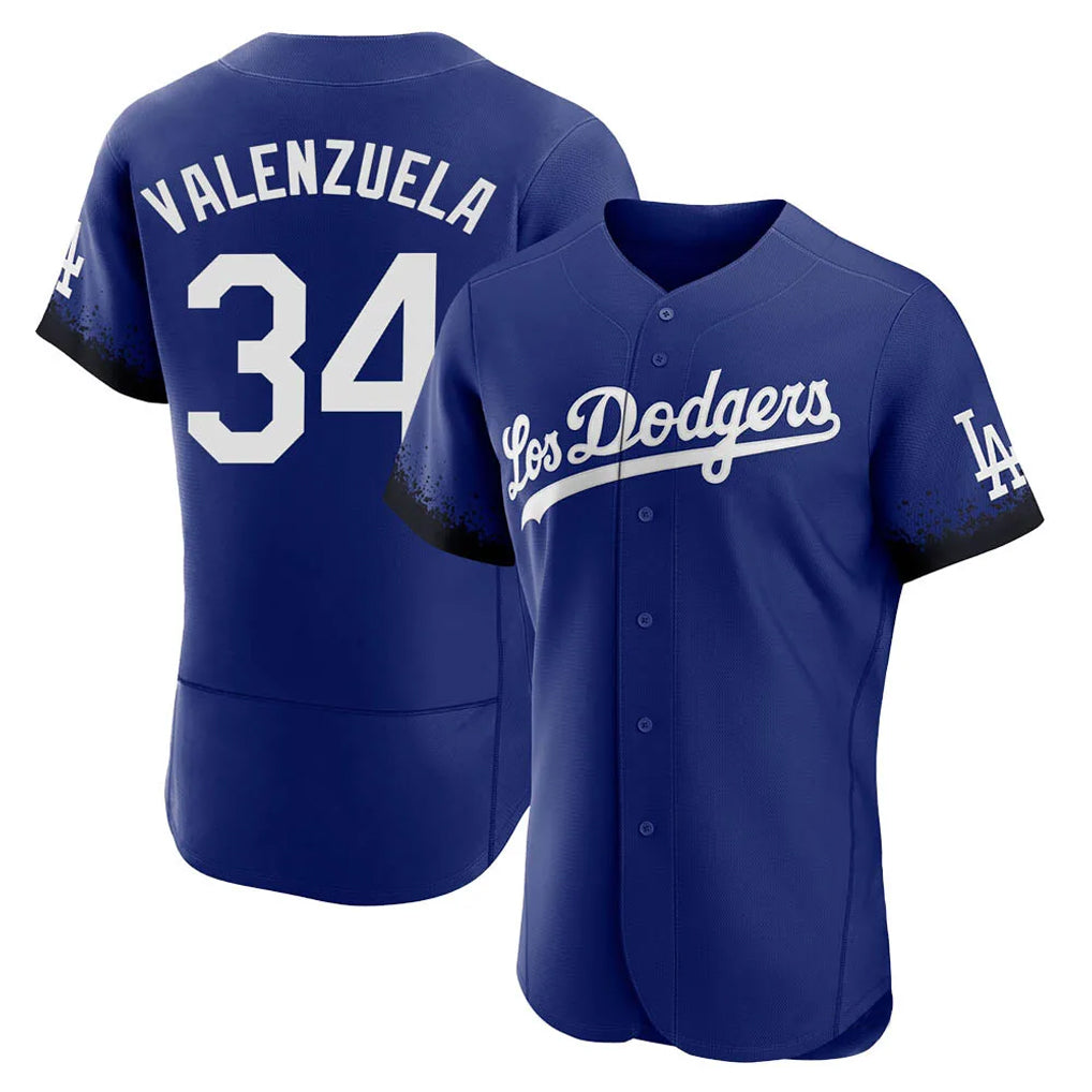 Seanshop LA.Dodgers #34 Fernando Valenzuela Player Royal City Connect Elite Home Stitched Jerseys