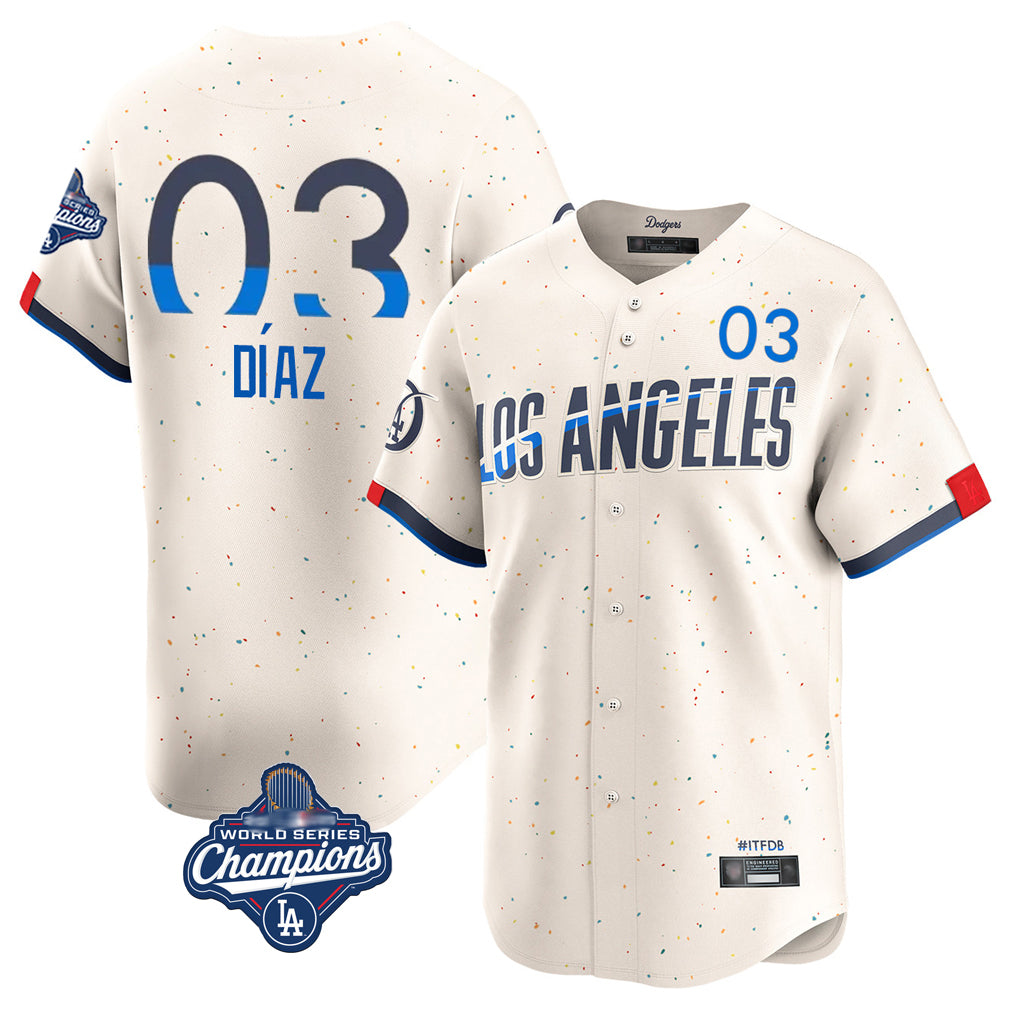 Seanshop LA.Dodgers #3 Edwin D¨ªaz Player Cream World Series Meet City Connect Limited Home Stitched Jerseys
