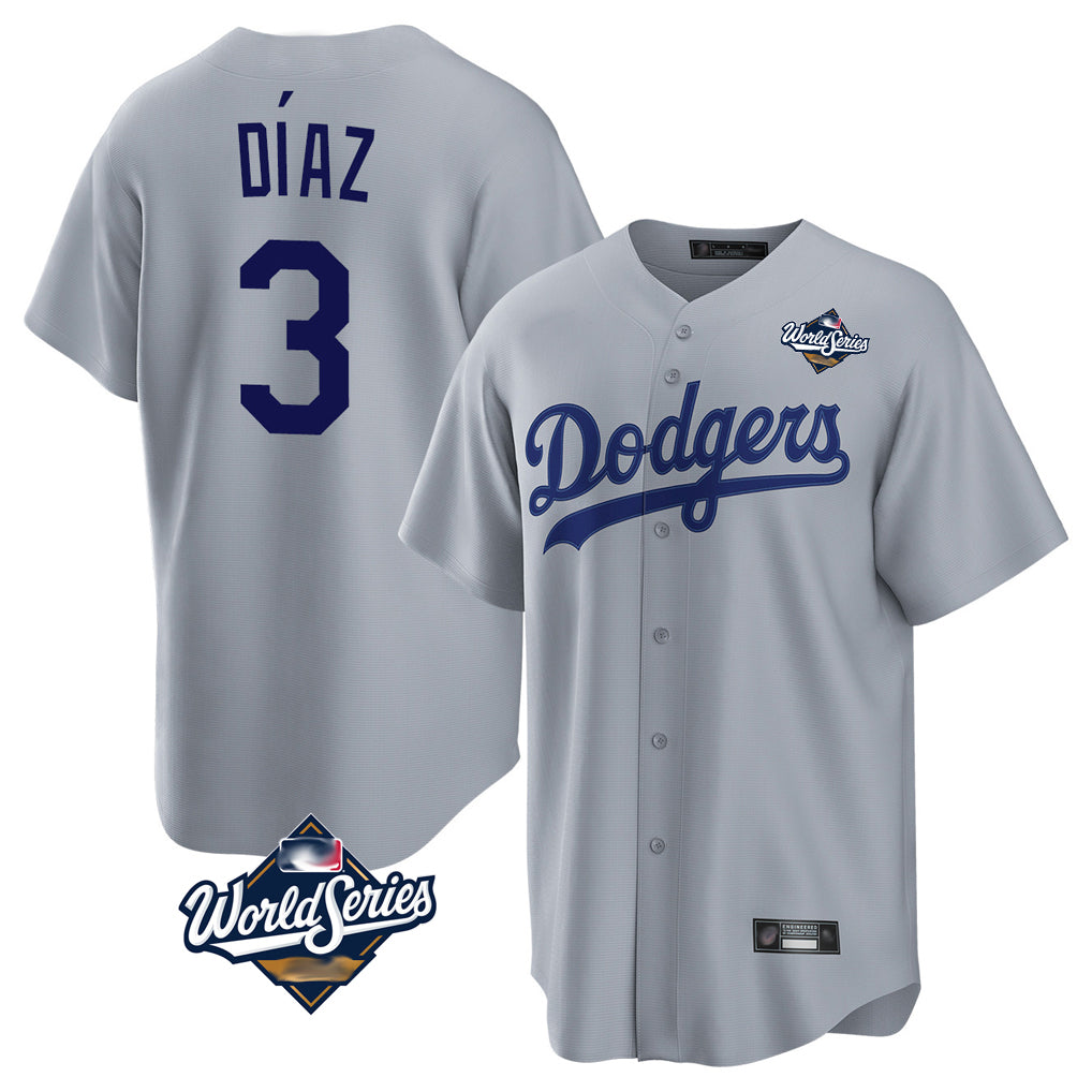 Seanshop LA.Dodgers #3 Edwin D¨ªaz Player Gray World Series Game Stitched Jerseys