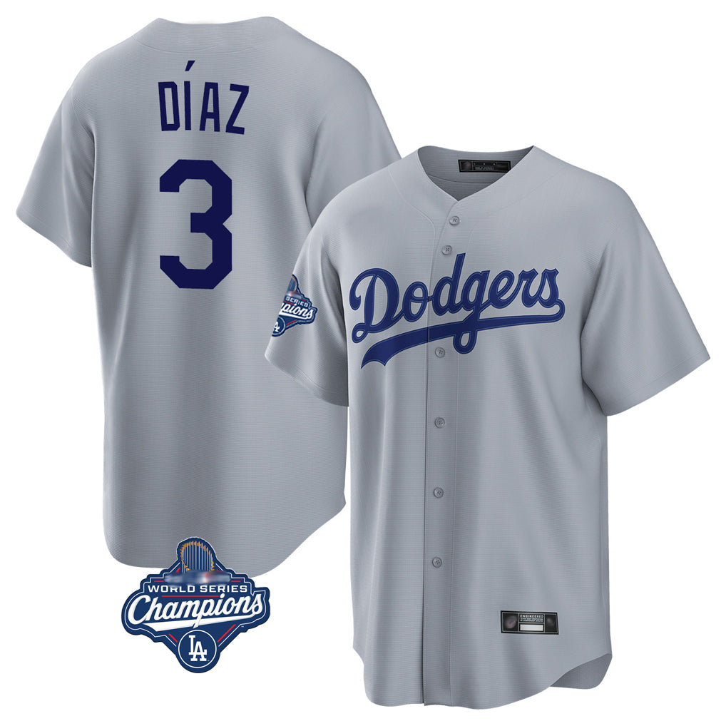Seanshop LA.Dodgers #3 Edwin D¨ªaz Player Gray World Series Meet Game Stitched Jerseys