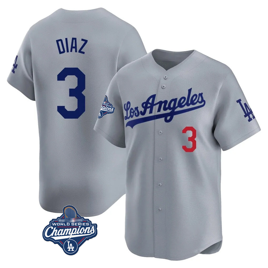 Seanshop LA.Dodgers #3 Edwin D¨ªaz Player Gray World Series Meet Limited Home Stitched Jerseys
