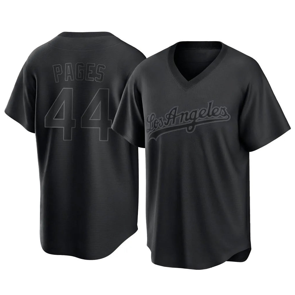 Seanshop LA.Dodgers #44 Andy Pages Player Black Pitch Fashion T-shirt Stitched Jerseys