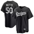 Seanshop LA.Dodgers #50 Mookie Betts Player Black Carbon Limited Game Stitched Jerseys
