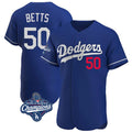 Seanshop LA.Dodgers #50 Mookie Betts Player Royal World Series Meet Limited Elite Home Stitched Jerseys