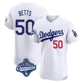 Seanshop LA.Dodgers #50 Mookie Betts Player White World Series Meet Limited Elite Home Stitched Jerseys