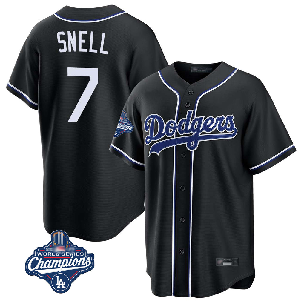 Seanshop LA.Dodgers #7 Blake Snell Player Black Carbon Limited World Series Meet Home Stitched Jerseys