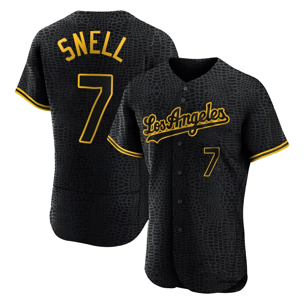 Seanshop LA.Dodgers #7 Blake Snell Player Black Snake Skin City Limited Elite Home Stitched Jerseys