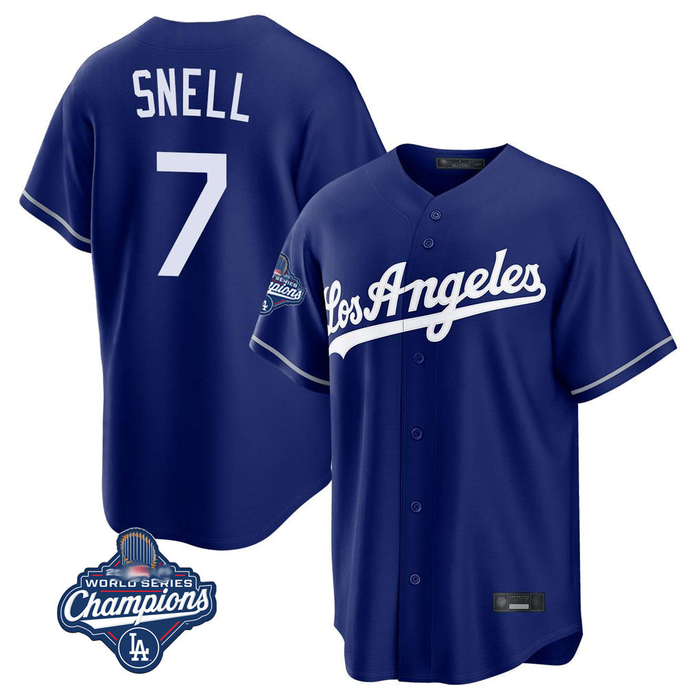 Seanshop LA.Dodgers #7 Blake Snell Player Royal Game World Series Meet Stitched Jerseys