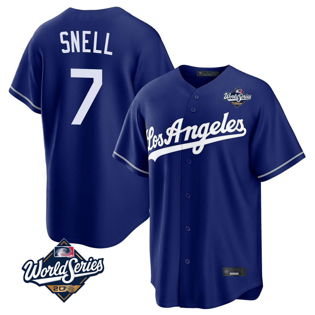 Seanshop LA.Dodgers #7 Blake Snell Player Royal Game World Series Stitched Jerseys
