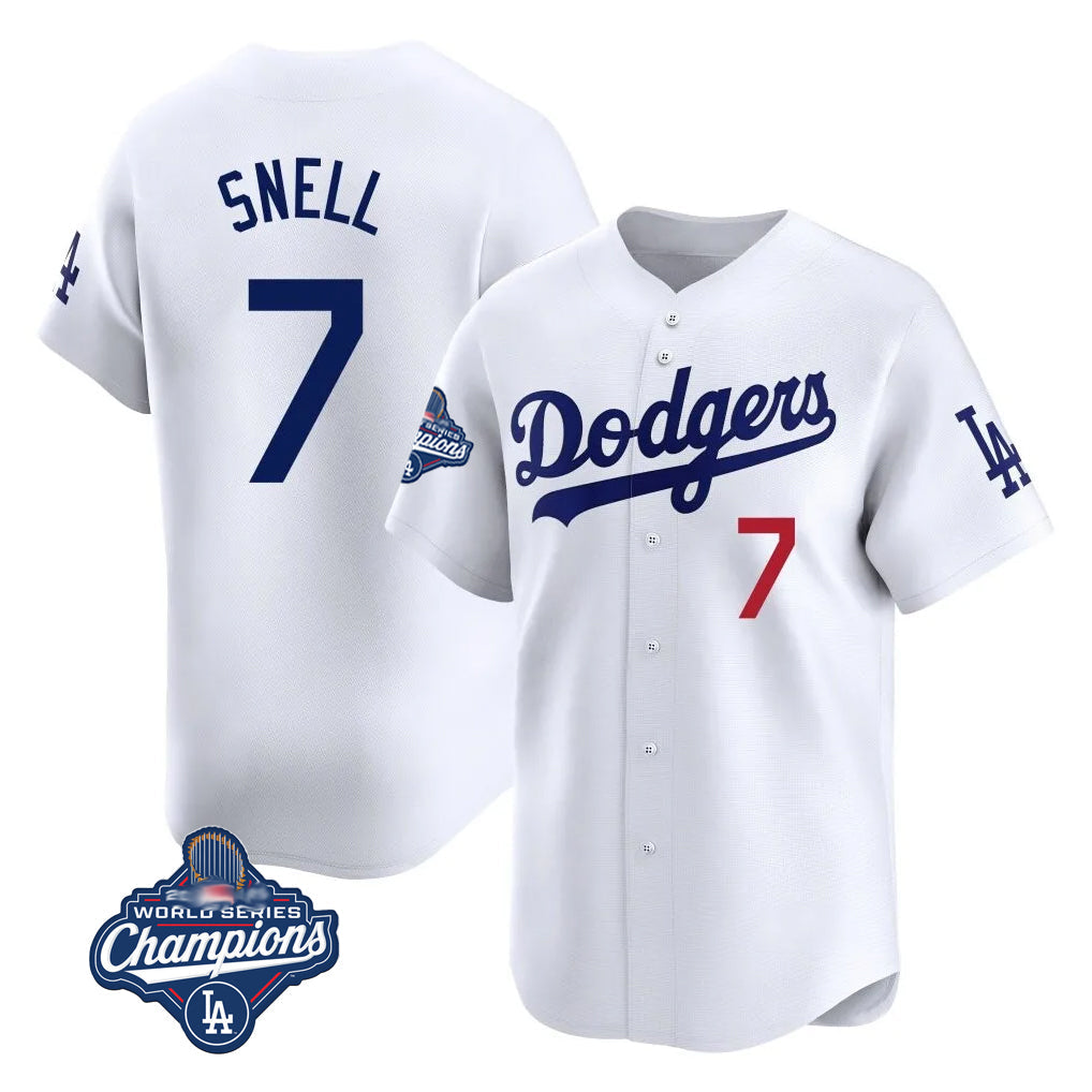 Seanshop LA.Dodgers #7 Blake Snell Player White Game Limited World Series Meet Home Stitched Jerseys