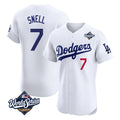 Seanshop LA.Dodgers #7 Blake Snell Player White Limited Elite World Series Home Stitched Jerseys