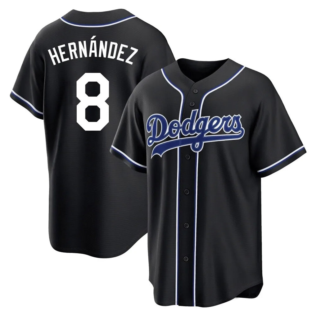 Seanshop LA.Dodgers #8 Enrique Hern¡§¡éndez Player Black Carbon Limited Home Stitched Jerseys