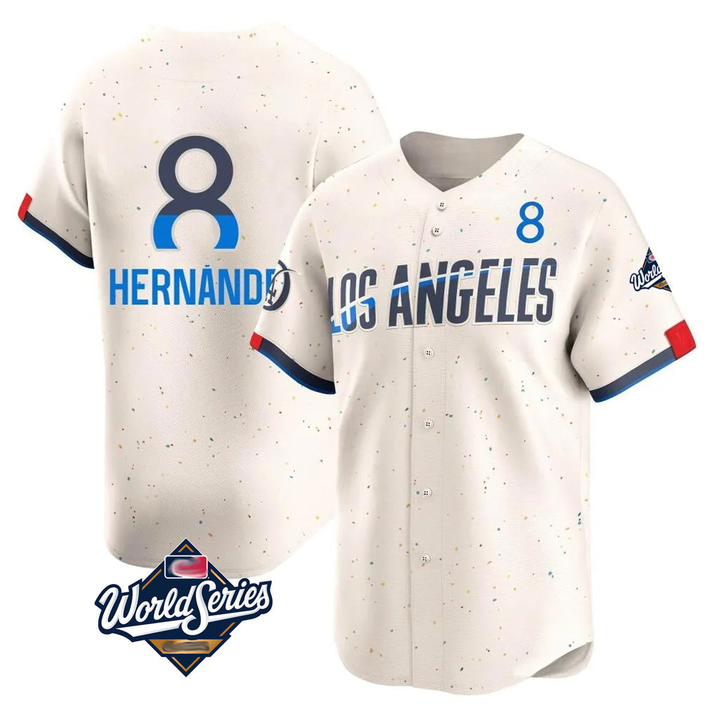 Seanshop LA.Dodgers #8 Enrique Hern¡§¡éndez Player Cream World Series City Connect Limited Home Stitched Jerseys