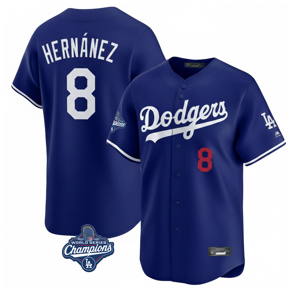 Seanshop LA.Dodgers #8 Enrique Hern¡§¡éndez Player Royal World Series Meet Limited Home Stitched Jerseys