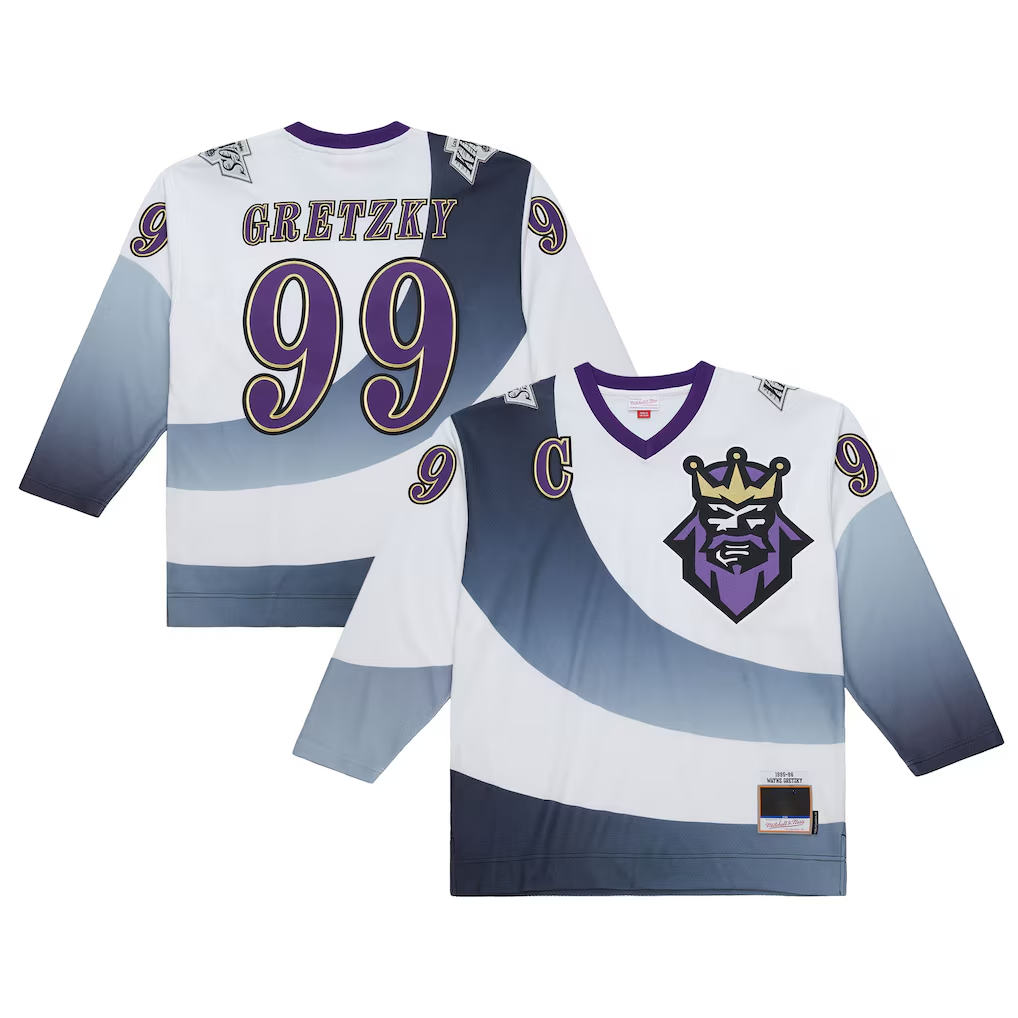 Seanshop LA.Kings #99 Wayne Gretzky Mitchell & Ness White 1995-96 Power Play Jerseys