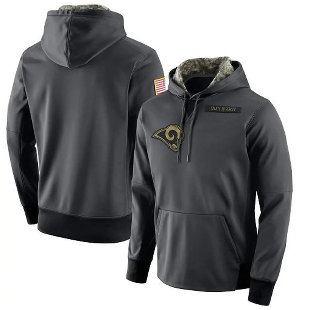 Seanshop LA.Rams Gray Pullover Hoodie Limited Game Blank Player Stitched Jerseys