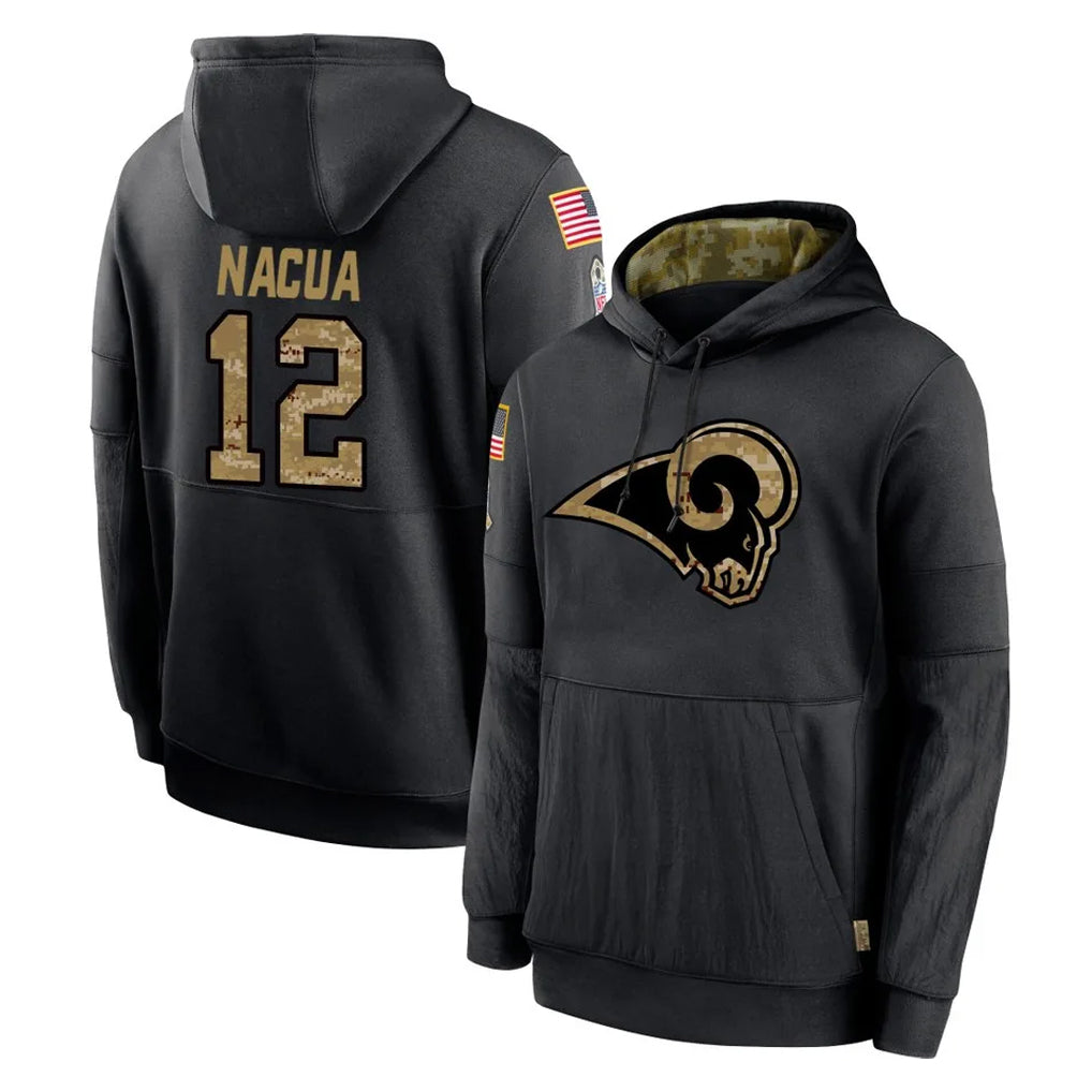 Seanshop LA.Rams #12 Puka Nacua Player Black Salute to Service Hoodies Limited Game Stitched Jerseys