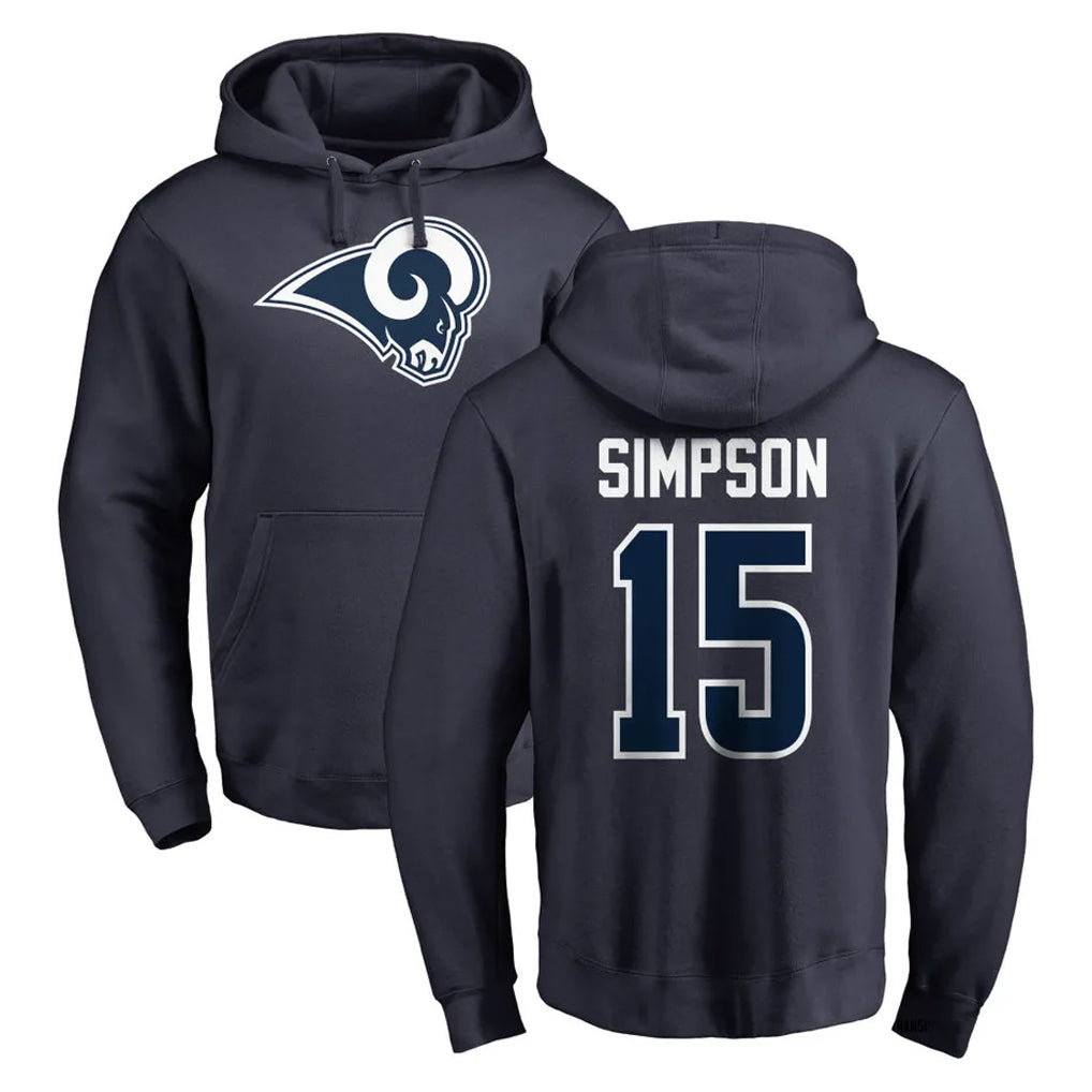 Seanshop LA.Rams #15 Ty Simpson Player Navy Pullover Hoodie Limited Game Stitched Jerseys